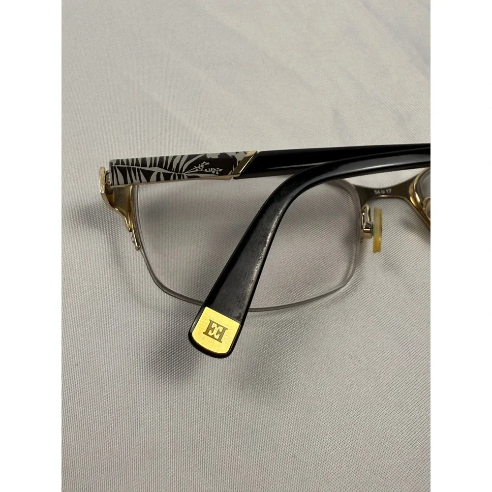 Escada Eyeglasses Frames Black Gold Semi Rimless Designer 54-17‎